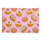 カラフルドーナツ：手描き水色 枕カバー (裏面)