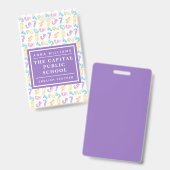 カラフルナンバー小学校数学教師 バッジ (正面＆裏面)