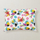 カラフルニンジン、熱帯のニンジン、鳥、花 アクセントクッション (正面)