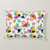 カラフルニンジン、熱帯のニンジン、鳥、花 アクセントクッション (裏面)