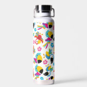 カラフルニンジン、熱帯のニンジン、鳥、花 ウォーターボトル (背面)