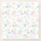 カラフルニンジン、熱帯のニンジン、鳥、花 ガラスコースター (裏面)