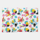 カラフルニンジン、熱帯のニンジン、鳥、花 キッチンタオル (横)