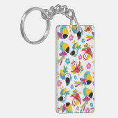 カラフルニンジン、熱帯のニンジン、鳥、花 キーホルダー (正面左)