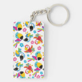カラフルニンジン、熱帯のニンジン、鳥、花 キーホルダー (裏面)