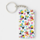 カラフルニンジン、熱帯のニンジン、鳥、花 キーホルダー (正面)