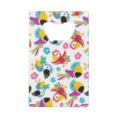 カラフルニンジン、熱帯のニンジン、鳥、花 クレジットカード栓抜き (裏面)