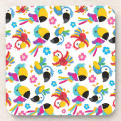 カラフルニンジン、熱帯のニンジン、鳥、花 コースター (正面)