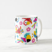 カラフルニンジン、熱帯のニンジン、鳥、花 コーヒーマグカップ (正面右)