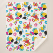 カラフルニンジン、熱帯のニンジン、鳥、花 シェルパブランケット (正面)