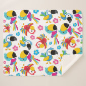 カラフルニンジン、熱帯のニンジン、鳥、花 シェルパブランケット (正面(横))