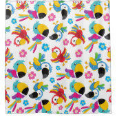 カラフルニンジン、熱帯のニンジン、鳥、花 シャワーカーテン (正面)