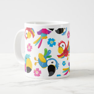 カラフルニンジン、熱帯のニンジン、鳥、花 ジャンボコーヒーマグカップ