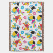 カラフルニンジン、熱帯のニンジン、鳥、花 スローブランケット (正面縦)