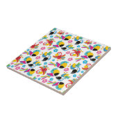 カラフルニンジン、熱帯のニンジン、鳥、花 タイル (側面)