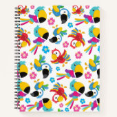 カラフルニンジン、熱帯のニンジン、鳥、花 ノートブック (正面)