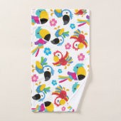 カラフルニンジン、熱帯のニンジン、鳥、花 バスタオルセット (ハンドタオル)