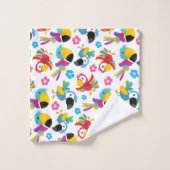 カラフルニンジン、熱帯のニンジン、鳥、花 バスタオルセット (ウォッシュタオル)