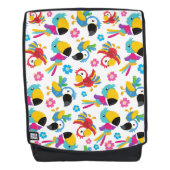 カラフルニンジン、熱帯のニンジン、鳥、花 バックパック (正面)