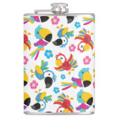 カラフルニンジン、熱帯のニンジン、鳥、花 フラスク (正面)