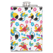 カラフルニンジン、熱帯のニンジン、鳥、花 フラスク (裏面)