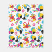 カラフルニンジン、熱帯のニンジン、鳥、花 フリースブランケット (正面)