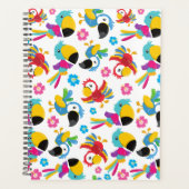 カラフルニンジン、熱帯のニンジン、鳥、花 プランナー手帳 (正面)