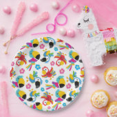 カラフルニンジン、熱帯のニンジン、鳥、花 ペーパープレート (パーティー)