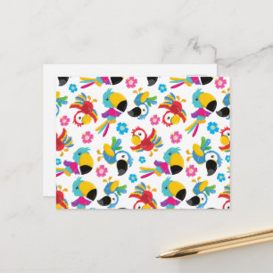 カラフルニンジン、熱帯のニンジン、鳥、花 ポストカード