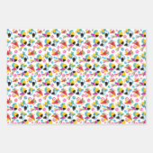 カラフルニンジン、熱帯のニンジン、鳥、花 ラッピングペーパーシート (正面3)