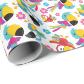 カラフルニンジン、熱帯のニンジン、鳥、花 ラッピングペーパー (ロールコーナー)