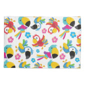 カラフルニンジン、熱帯のニンジン、鳥、花 枕カバー (裏面)