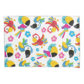 カラフルニンジン、熱帯のニンジン、鳥、花 枕カバー (正面)