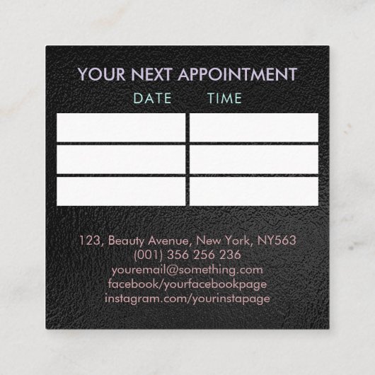 カラフルネイルアート抽象芸術アポイントメント スクエア名刺 (裏面)