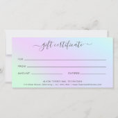 カラフルネイルサロンホログラフィックギフト証書 (正面)