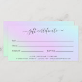 カラフルネイルサロンホログラフィックギフト証書 (正面/裏面)