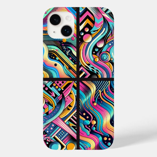 カラフルネオンの抽象的な90年代パターン柄プリント Case-Mate iPhoneケース (裏面)