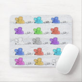 カラフルネズミオン白塗り木材 マウスパッド (マウス)