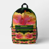 カラフルハイビスカスの花が詰まパーソナライズされたる プリントバックパック (正面)
