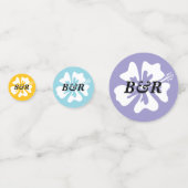 カラフルハイビスカスの花のパーソナライズされたロゴ コンフェッティ (正面)