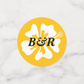 カラフルハイビスカスの花のパーソナライズされたロゴ コンフェッティ (スモール正面)