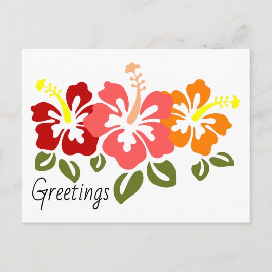 カラフルハイビスカストリオ ポストカード (正面)