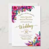 カラフルハイビスカストロピカルガーデン結婚フローラ 招待状 (正面)