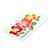 カラフルハイビスカスパーソナライズされたトリオ マグネット (左側)