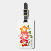 カラフルハイビスカスパーソナライズされたトリオ ラゲッジタグ (正面縦)