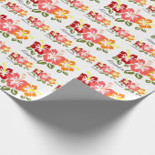 カラフルハイビスカスパーソナライズされたトリオ ラッピングペーパー (角)