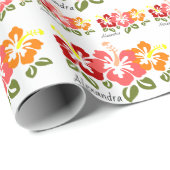 カラフルハイビスカスパーソナライズされたトリオ ラッピングペーパー (ロールコーナー)