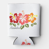 カラフルハイビスカスパーソナライズされたトリオ 缶クーラー (正面)
