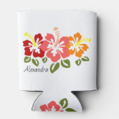 カラフルハイビスカスパーソナライズされたトリオ 缶クーラー (裏面)