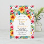 カラフルハイビスカスフローラ引っ越し祝いパーティーパーティー 招待状 (スタンド正面)